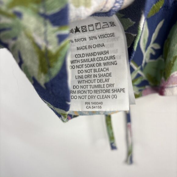 Rolla’s Blue Floral Viscose Rayon Orient Look Blouse Small - Picture 11 of 11